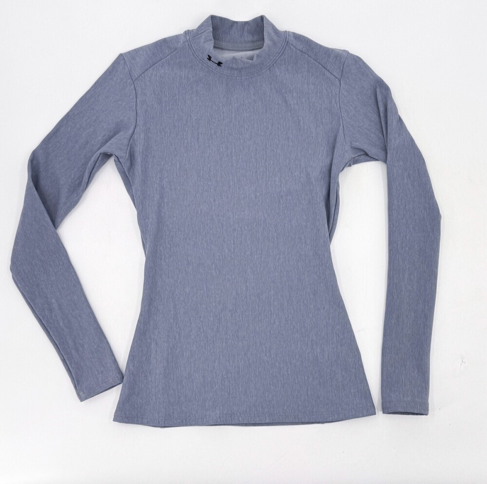 Under Armour Shirt Womens Teens Medium Slate Compression Long Sleeve Mock Neck